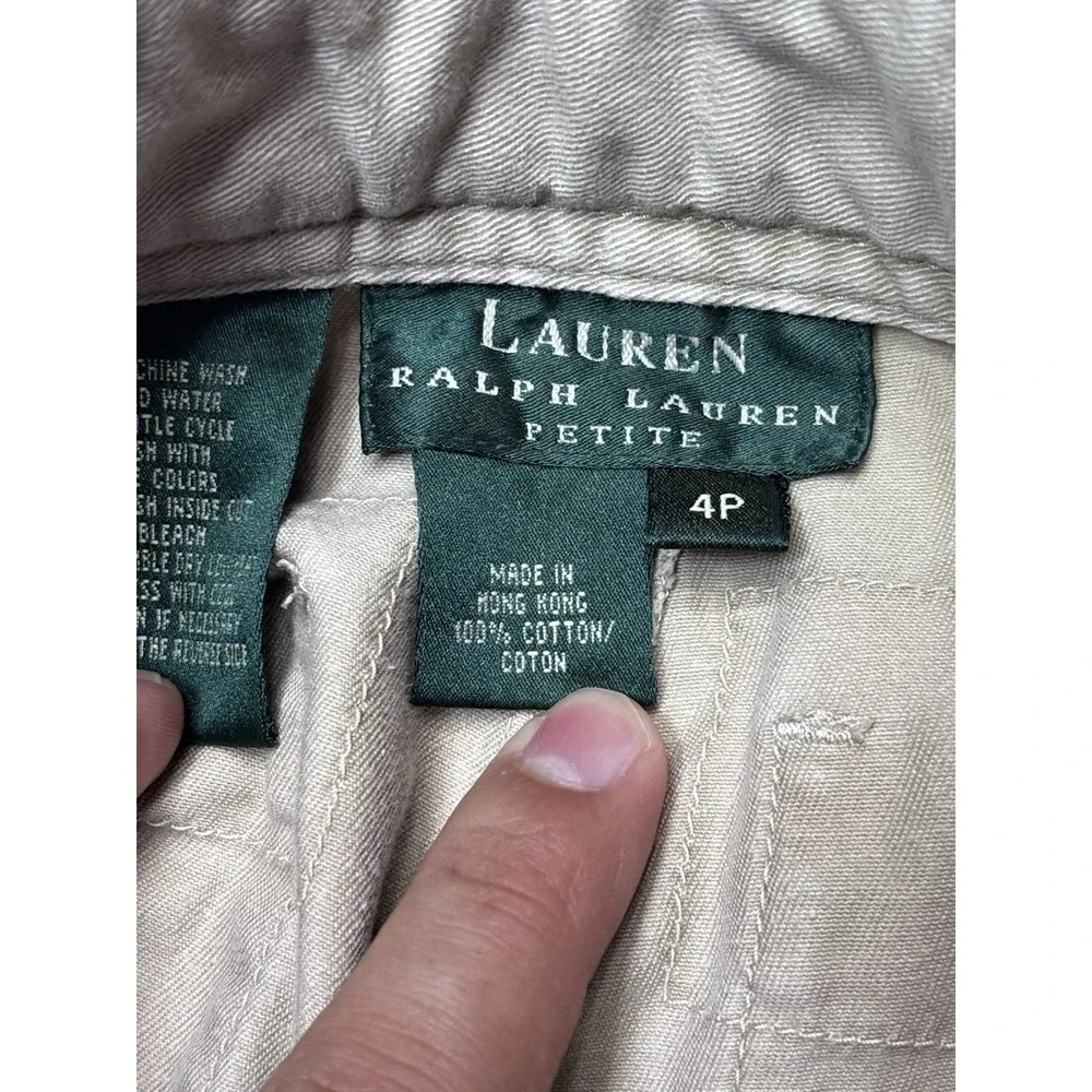Lauren Ralph Lauren Petite Cargo Shorts 4P Tan Belted Cotton‎ Utility Safari